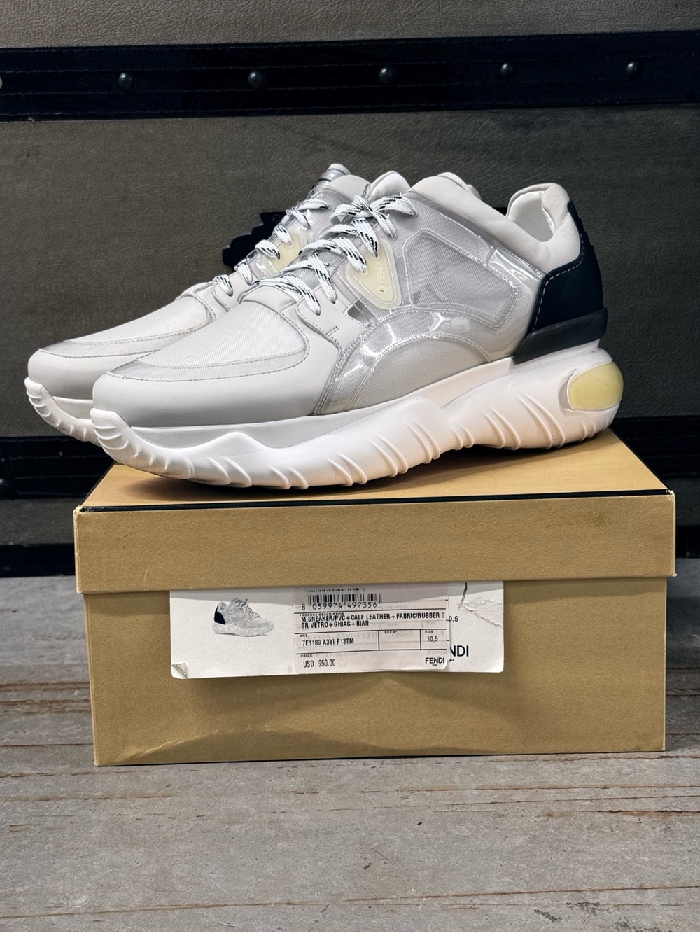 Fendi Technical Sneakers White Grey Men’s 10.5 w/ Box